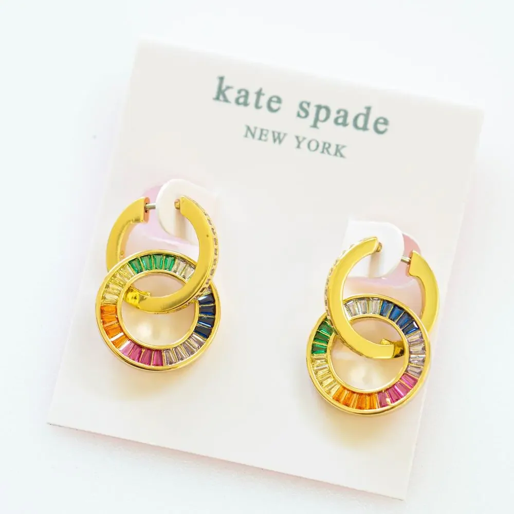 Kate Spade Rainbow Joy Drop Crystal Huggies Earrings